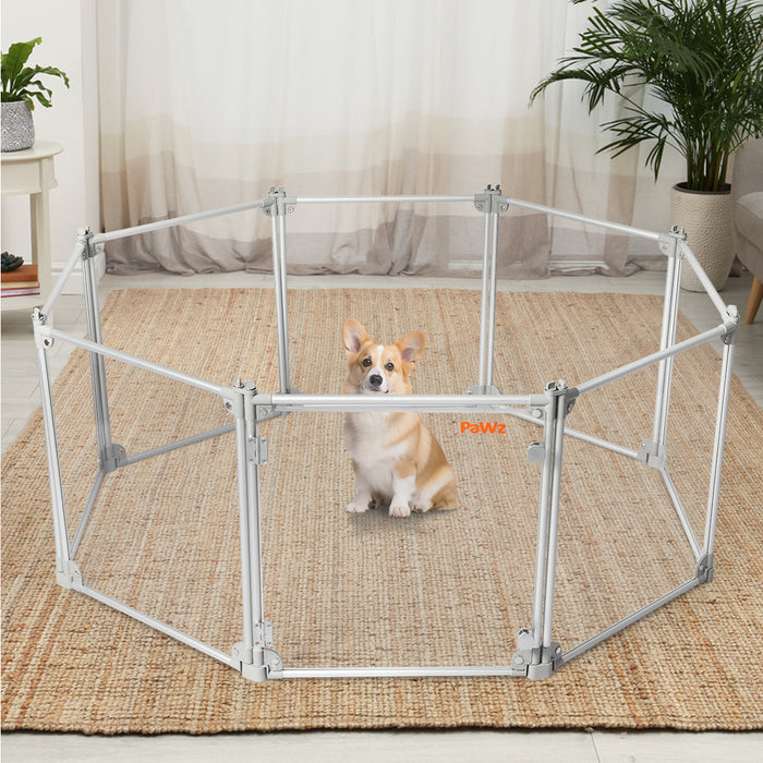Pet Playpen Transparent Acrylic Clear Folding Dog Fence Kennel 8 Panel