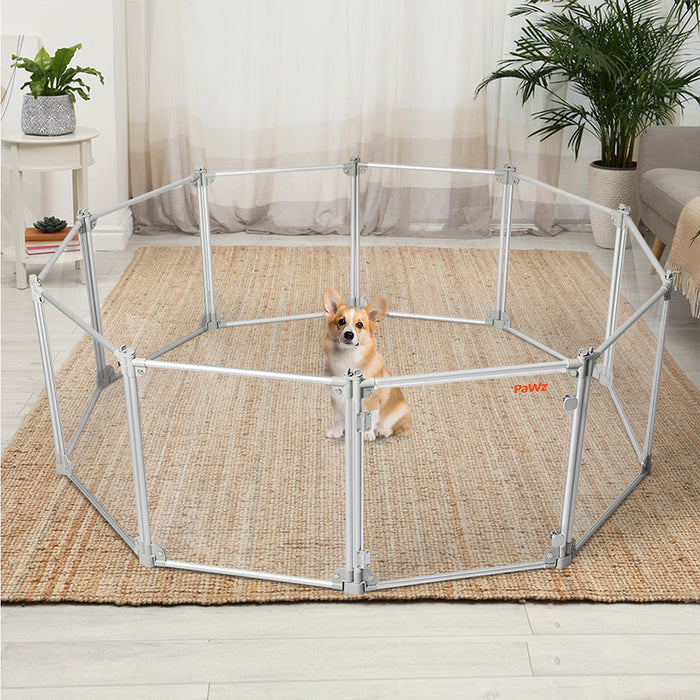 Pet Playpen Transparent Acrylic Clear Folding Dog Fence Kennel 10 Panel
