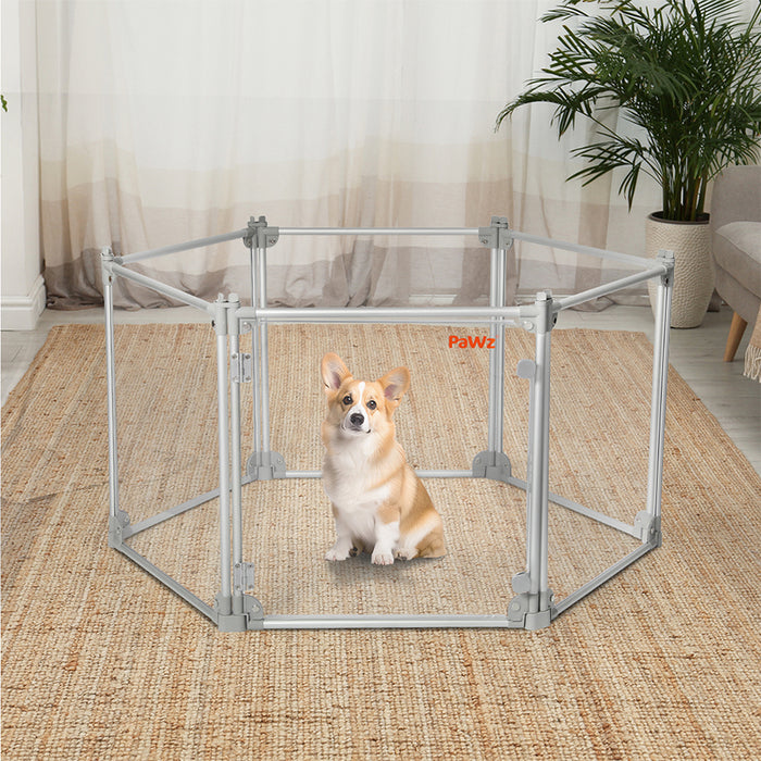 Pet Playpen Transparent Acrylic Clear Folding Dog Fence Kennel 6 Panel