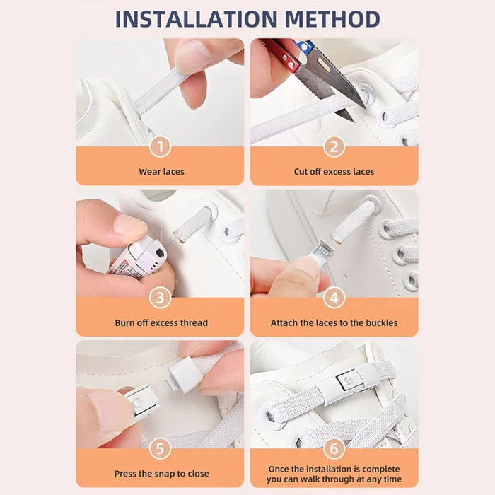 8mm no Tie Shoelaces with Press Lock