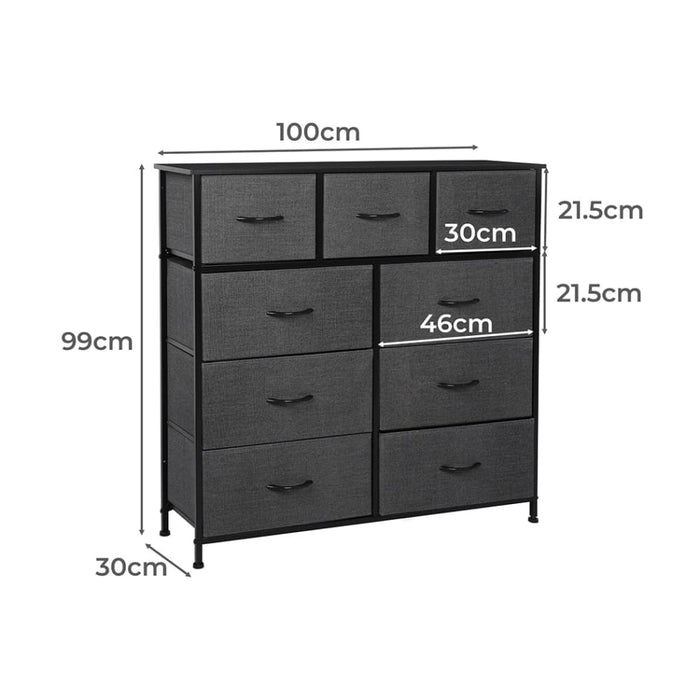 9 Chest of Drawers Storage Cabinet Tower Dresser Tallboy