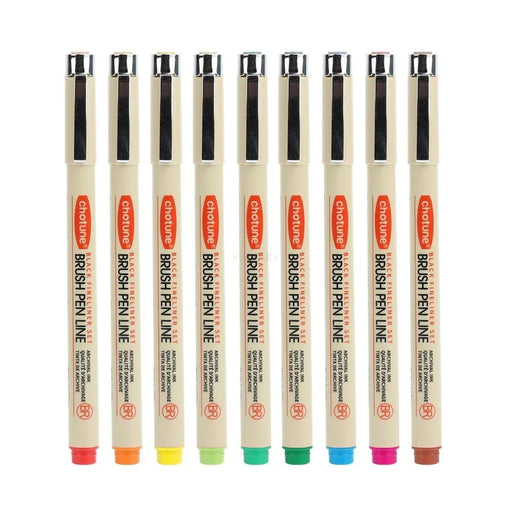 9 Colour Soft Brush Pens for Drawing and Sketching 0.5mm