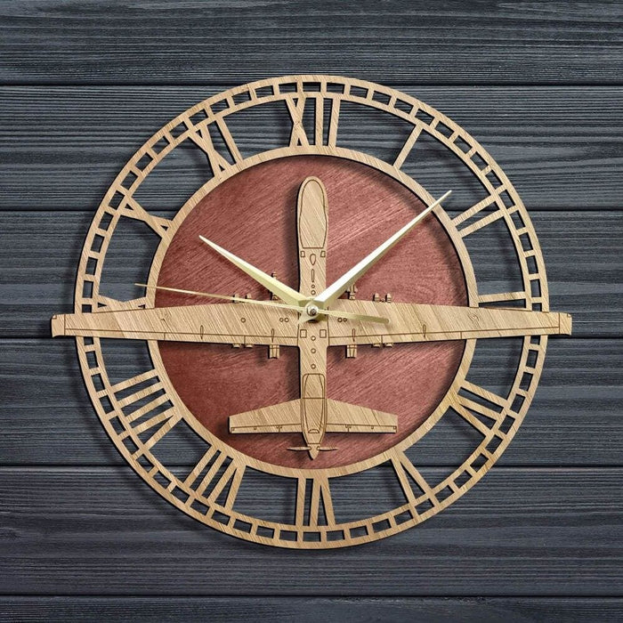 Mq-9 Reaper Uav Drone Wood Wall Clock