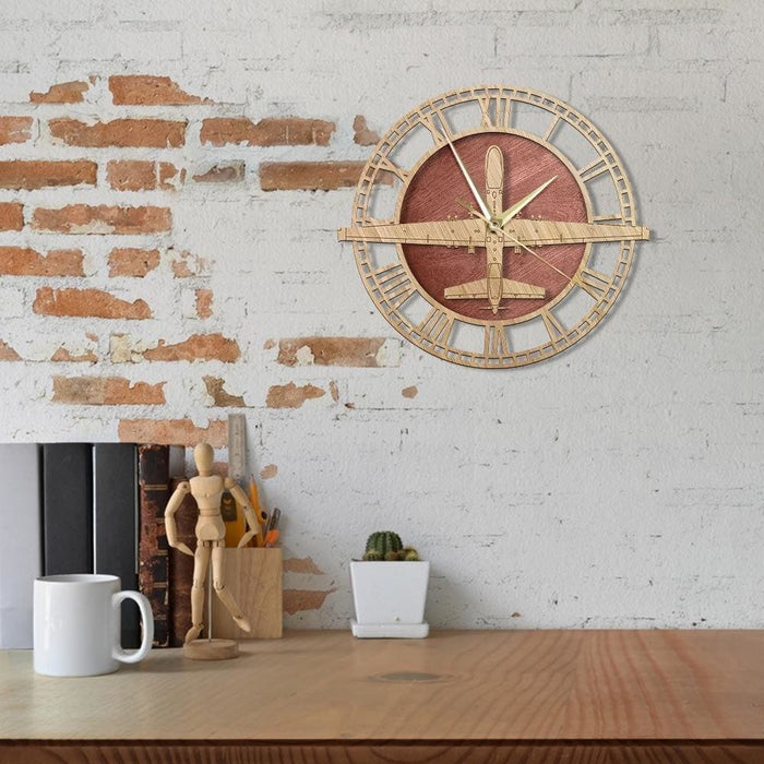 Mq-9 Reaper Uav Drone Wood Wall Clock
