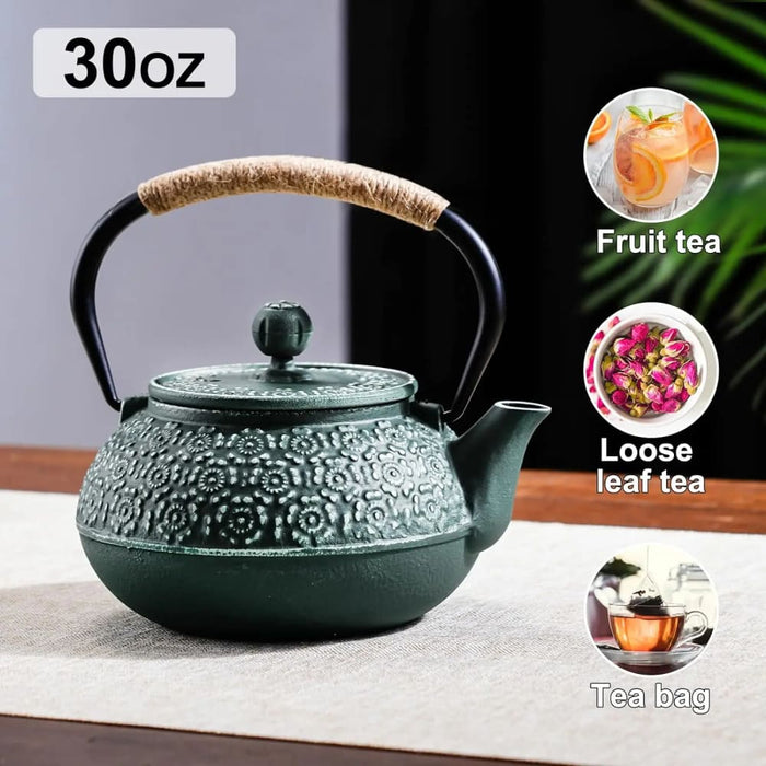 900ml Cast Iron Teapot with Sakura Pattern