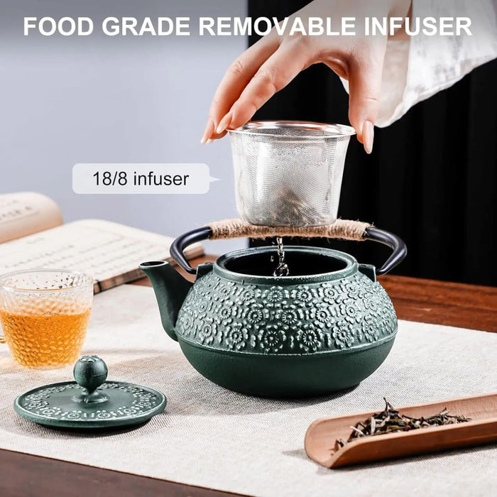 900ml Cast Iron Teapot with Sakura Pattern