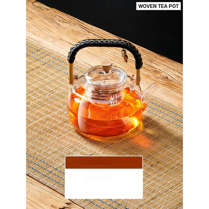 900ml Glass Teapot with Hand Woven Beam Design