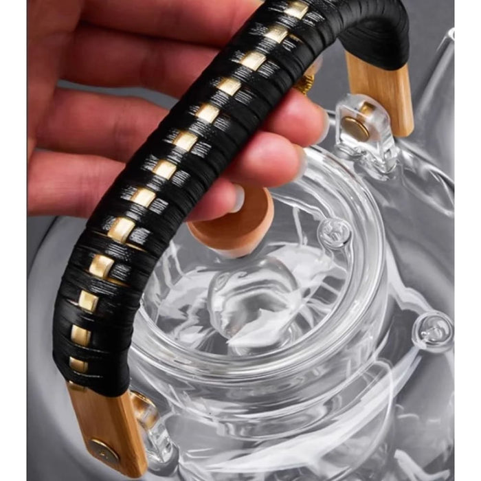 900ml Glass Teapot with Hand Woven Beam Design