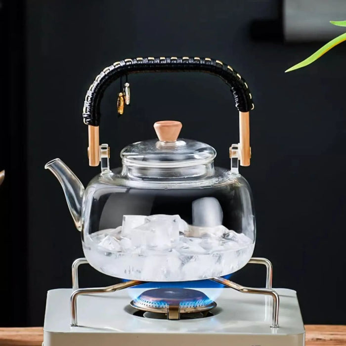 900ml Glass Teapot with Hand Woven Beam Design