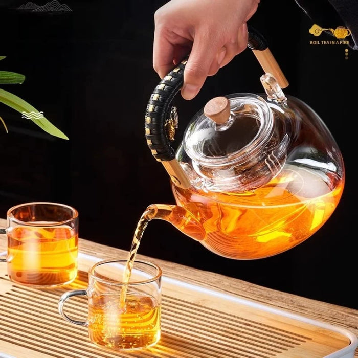 900ml Glass Teapot with Hand Woven Beam Design