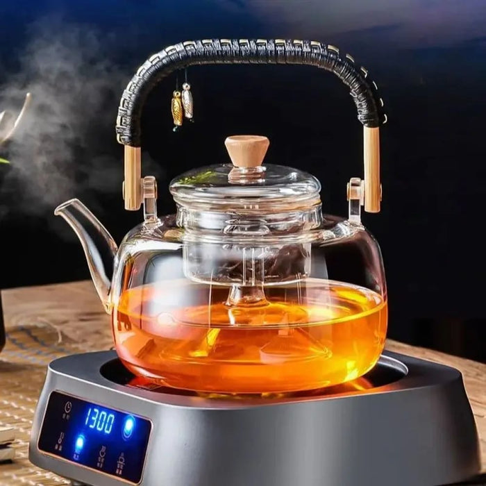 900ml Glass Teapot with Hand Woven Beam Design