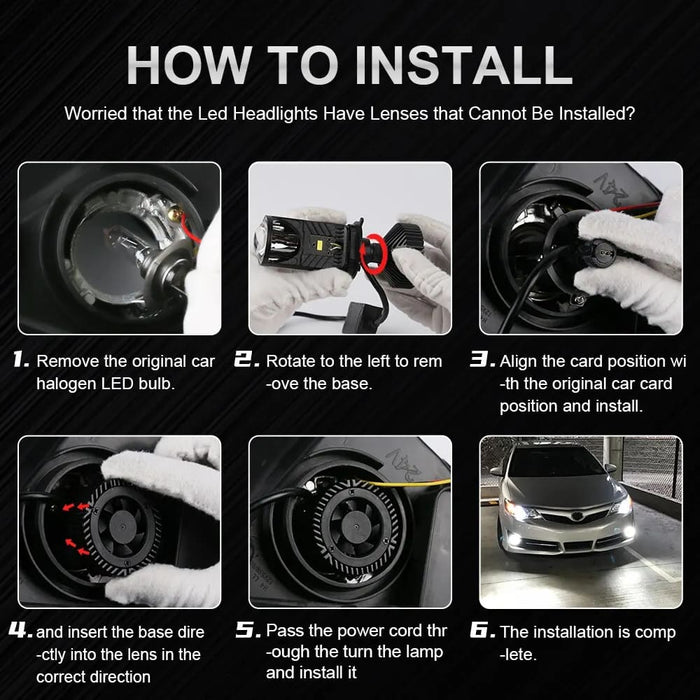 90w Led Projector Headlight with Fan Cooling