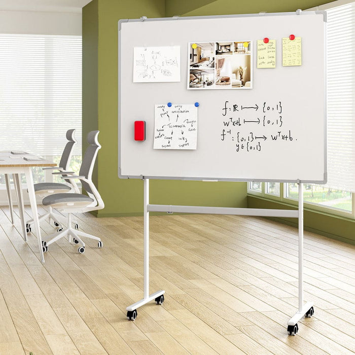 90x120cm Standing Whiteboard with Wheels Magnetic