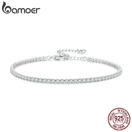 925 Sterling Silver Adjustable Platinum Plated Clear 3mm