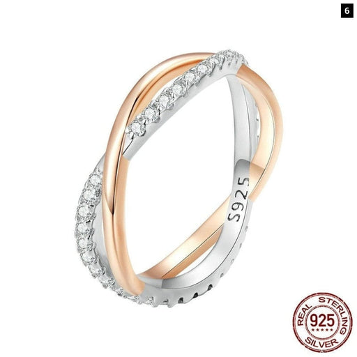 925 Sterling Silver Bicolour Twist Eternity Ring Double