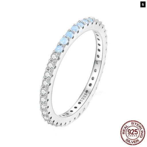 925 Sterling Silver Blue Simple Finger Ring Stackable