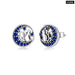 925 Sterling Silver Blue Zircon Crescent Moon Stud Earrings
