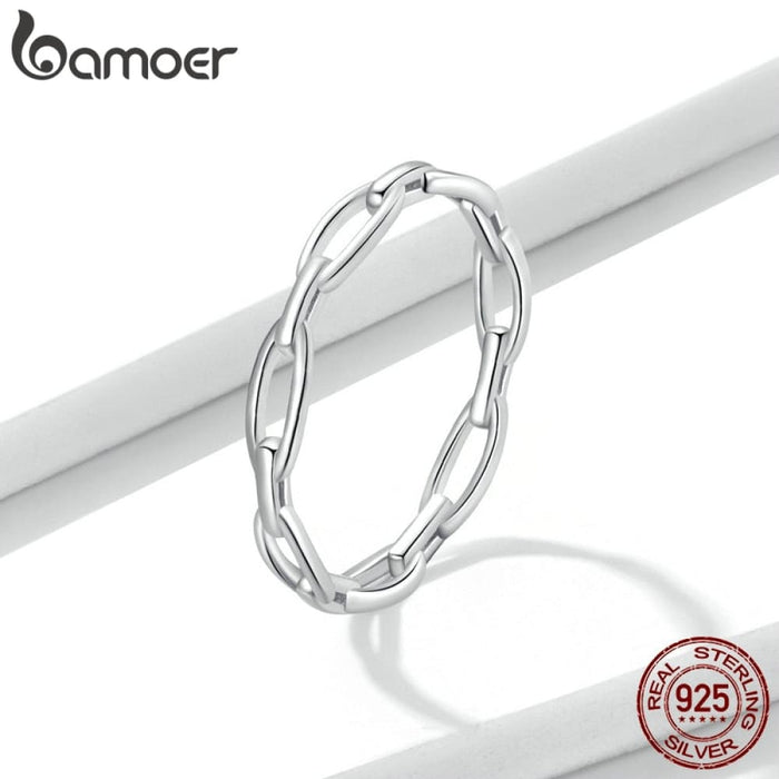 925 Sterling Silver Bohemian Style Geometric Chain Ring