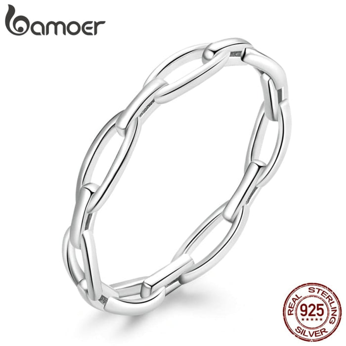 925 Sterling Silver Bohemian Style Geometric Chain Ring