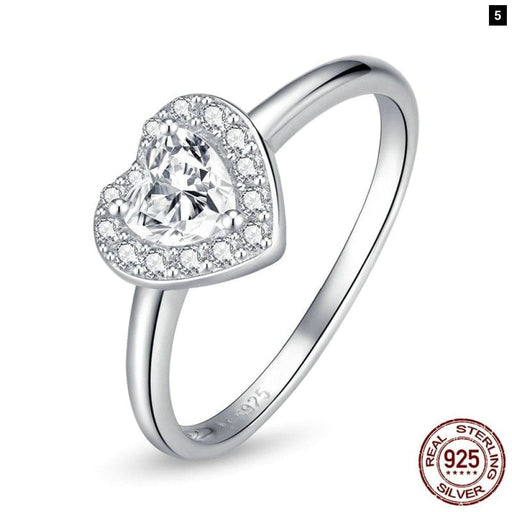 925 Sterling Silver Bright Love Ring Dazzling Shiny Heart