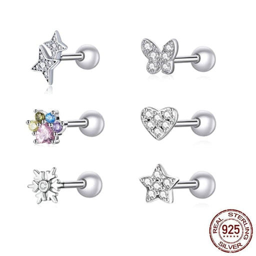 925 Sterling Silver Brilliant Star Earrings For Women