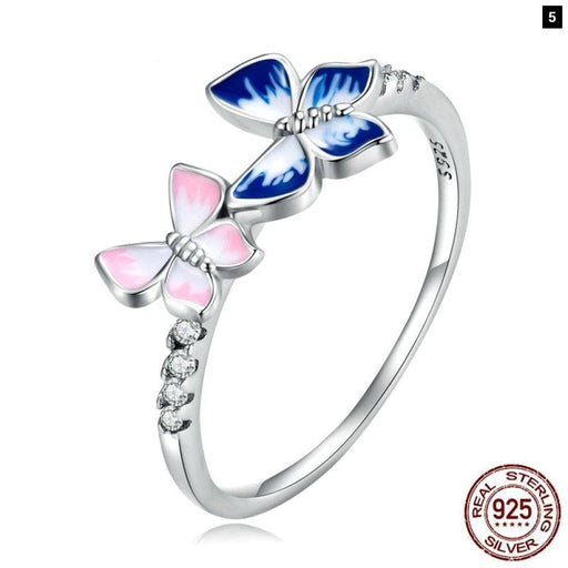 925 Sterling Silver Butterfly Series Band Ring With Cz
