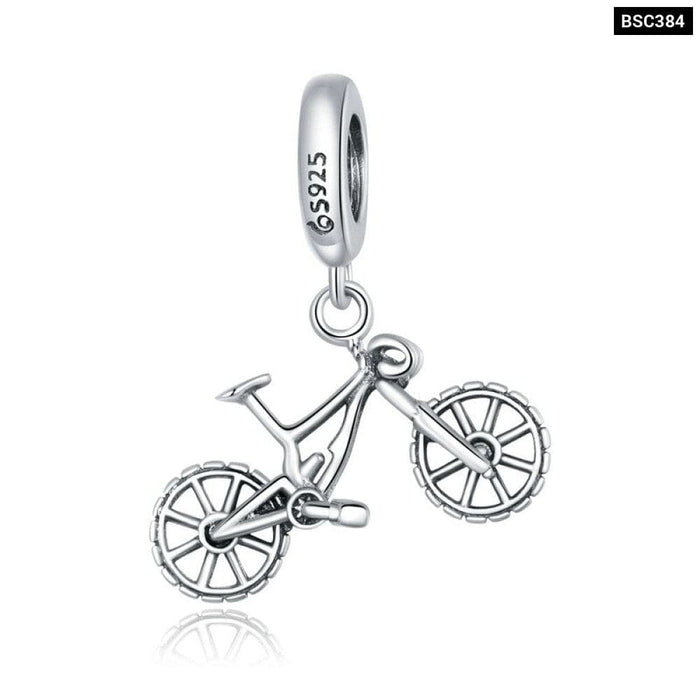 925 Sterling Silver Crystal Bike Bicycle Shape Pendant