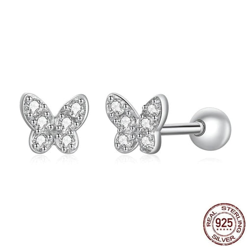 925 Sterling Silver Cute Butterfly Stud Earrings Handmade