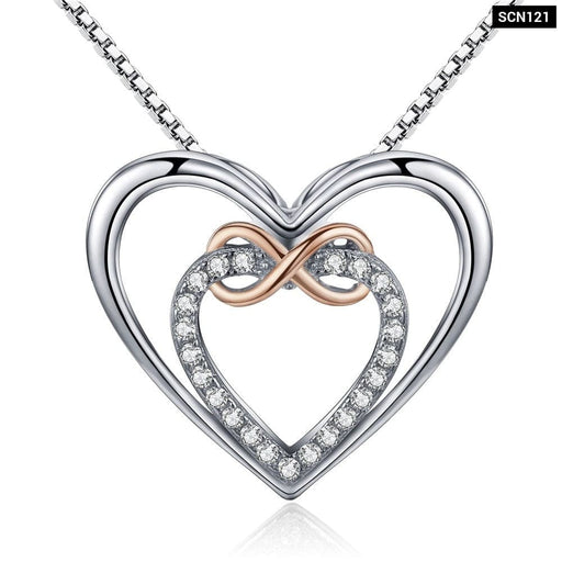 925 Sterling Silver Elegant Double Heart Infinity Love