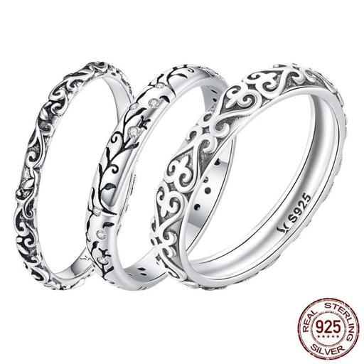 925 Sterling Silver Embossed Pattern Ring For Women