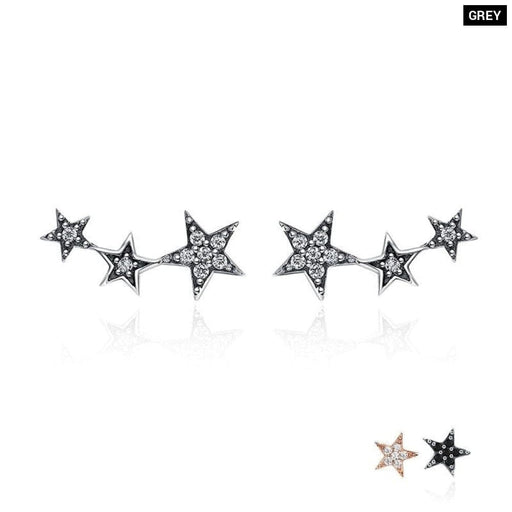 925 Sterling Silver Cz Exquisite Stackable Star Earrings
