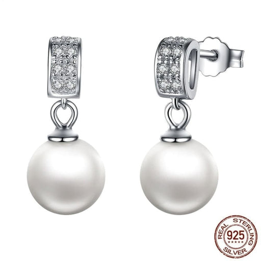 925 Sterling Silver Female Drop Earrings With Pearls