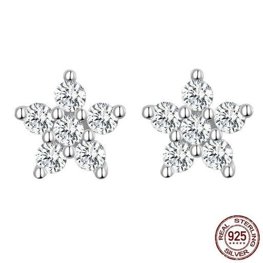 925 Sterling Silver Five - pointed Star Stud Earrings