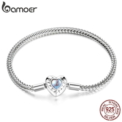 925 Sterling Silver Heart - shaped Charm & Beads Bracelet