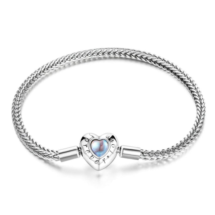 925 Sterling Silver Heart - shaped Charm & Beads Bracelet