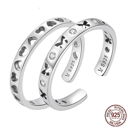 925 Sterling Silver Hollow Butterfly Adjustable Women Ring