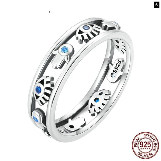 925 Sterling Silver Hollow - out Symbol Guardian Ring