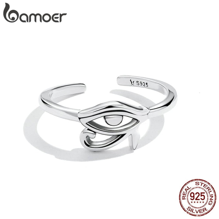 925 Sterling Silver Eye Of Horus Egypt Protection Open Ring