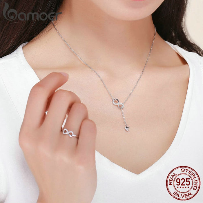 925 Sterling Silver Infinity Love Pendant Necklaces Forever