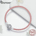 925 Sterling Silver Leather Round Clasp Dazzling