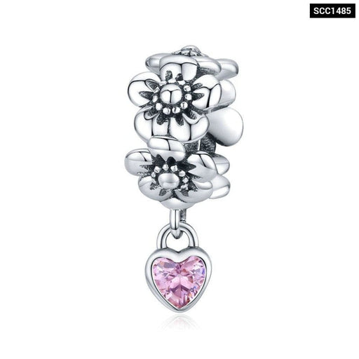 925 Sterling Silver Metal Flower Beads Charm For Women