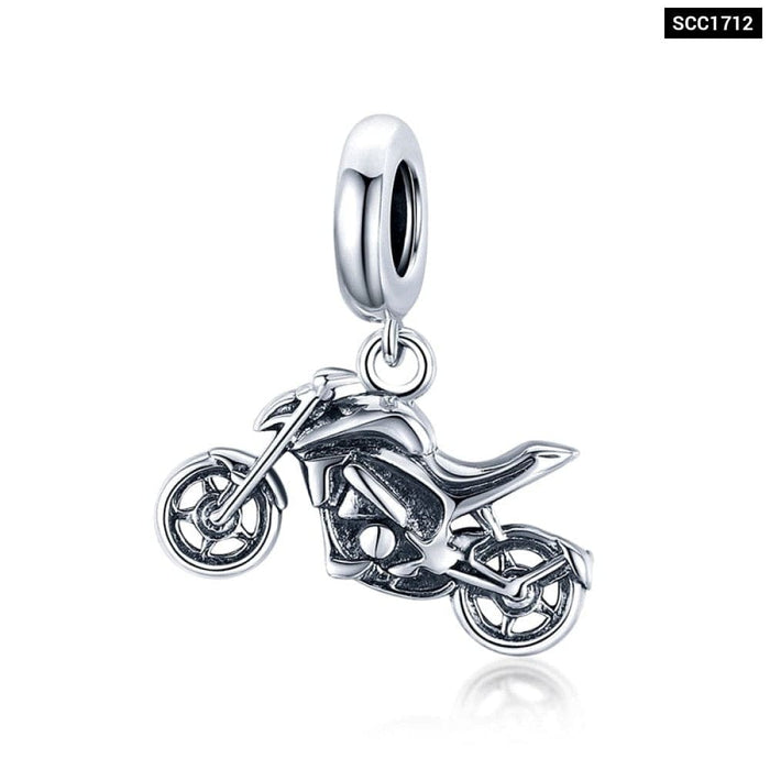 925 Sterling Silver Motorcycle Charm Cool Motorbike Pendant