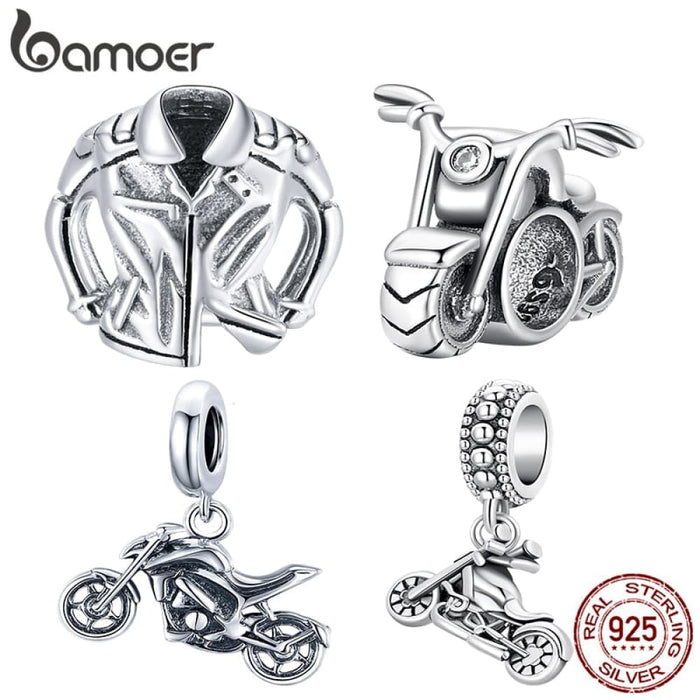 925 Sterling Silver Motorcycle Charm Cool Motorbike Pendant