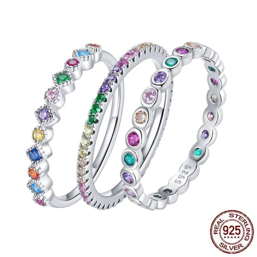 925 Sterling Silver Multicolour Zircon Finger Ring For Women