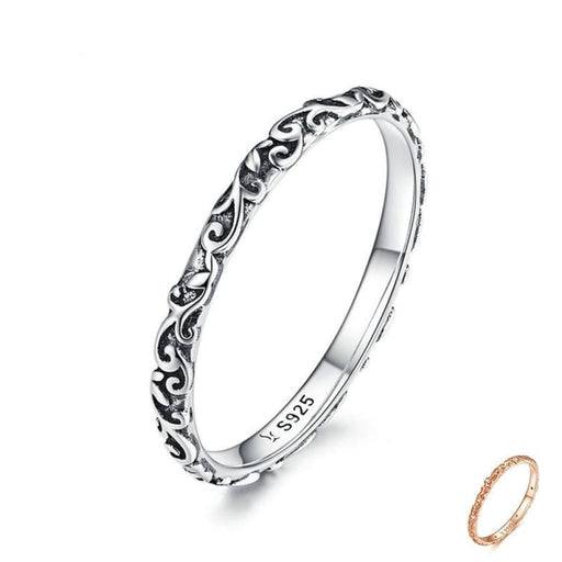 2mm 925 Sterling Silver Pattern Minimalist Band Ring