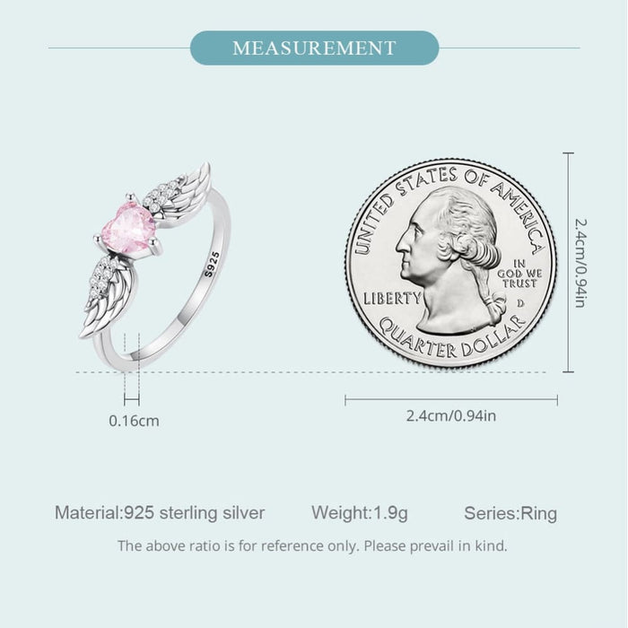 925 Sterling Silver Pink Heart Zircon Ring For Women