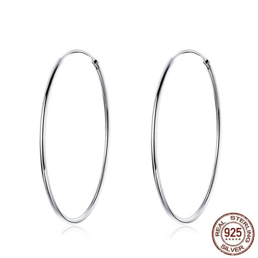 925 Sterling Silver Platinum Plated Classic Big Hoop