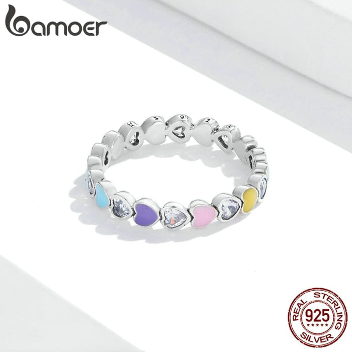 925 Sterling Silver Rainbow Love Ring For Women