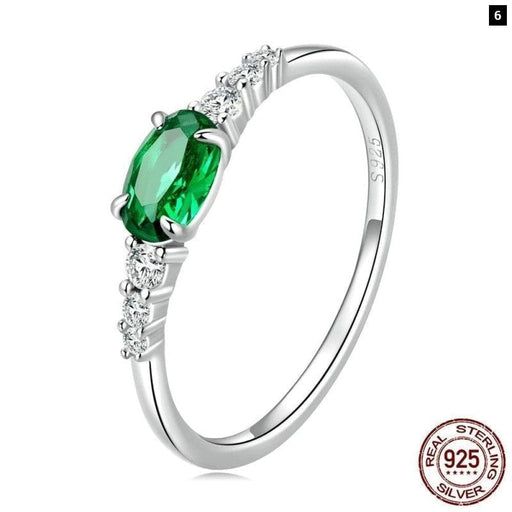 925 Sterling Silver Simple Gemstone Ring For Women