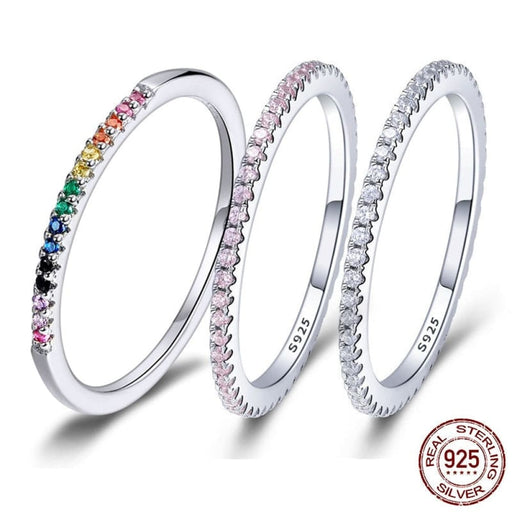 925 Sterling Silver Cz Simulated Diamond Stackable Ring